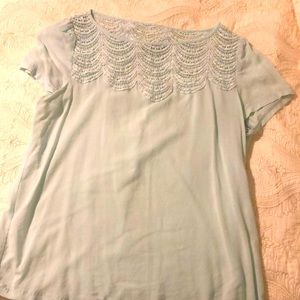 Solitaire light blue embroidered top